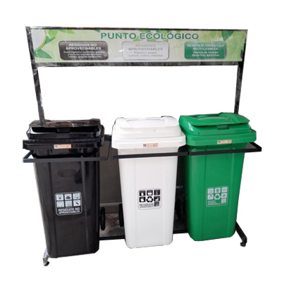 Estación de reciclaje de 121 litros con ruedas