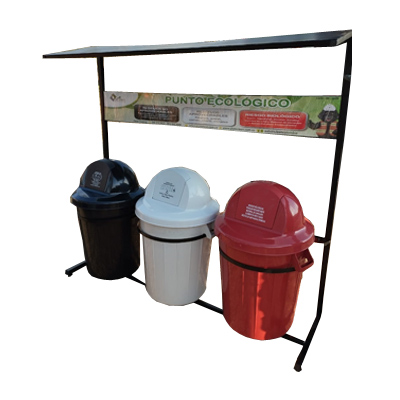 Punto ecológico de 121 litros con techo tipo metálico